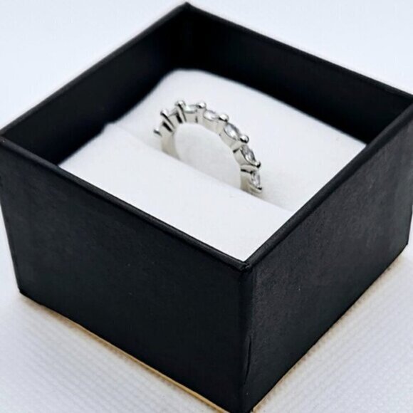 Silver Tone Moissanite Solid Bubble Fashion Ring - Picture 3 of 10